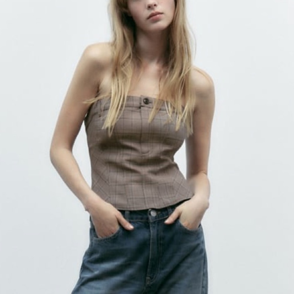 ZARA PLAID CORSET TOP
